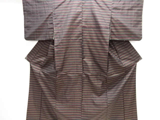 JAPANESE KIMONO / KIMONO ENSEMBLE / SILK / DORO OSHIMA TSUMUGI / WOVEN STRIPE